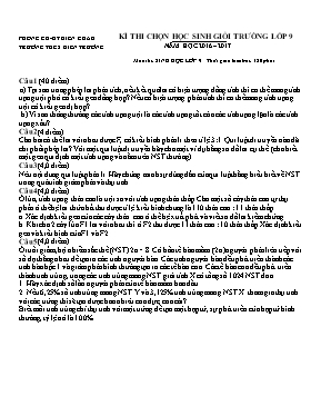 Đề thi chọn học sinh giỏi Sinh học 9 - Năm học 2016-2017 - Trường THCS Diễn Châu